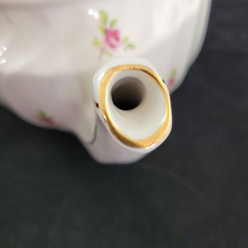 Tetera China Vintage Sadler WINDSOR Remolino Oro Rosa Recortado Hueso INGLANDIA - Imagen 8 de 14