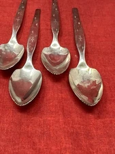 4 Original Wm Rogers MFG & Co 6" MCM STARBURST Grapefruit Spoon