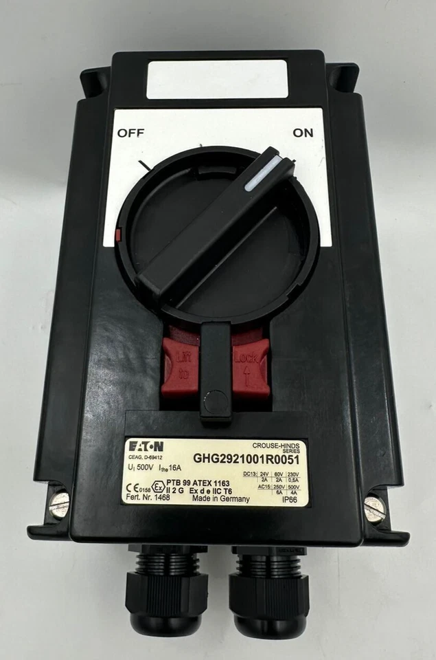 INTERRUPTOR DE ENCENDIDO Y APAGADO CROUSE HINDS BY EATON EX-CONTROL 16 A GHG2921001R0051 Foto 2 de 4