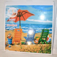 Paint by Numbers Kit Summer At the Beach DIY Paint Kit 12" x 12" NEW IN BOX