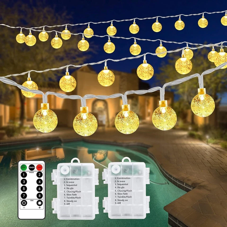 Battery Operated String Lights 2.3cm Bubble Ball Fairy Lights Decor Xmas Garden - Image 4 of 4