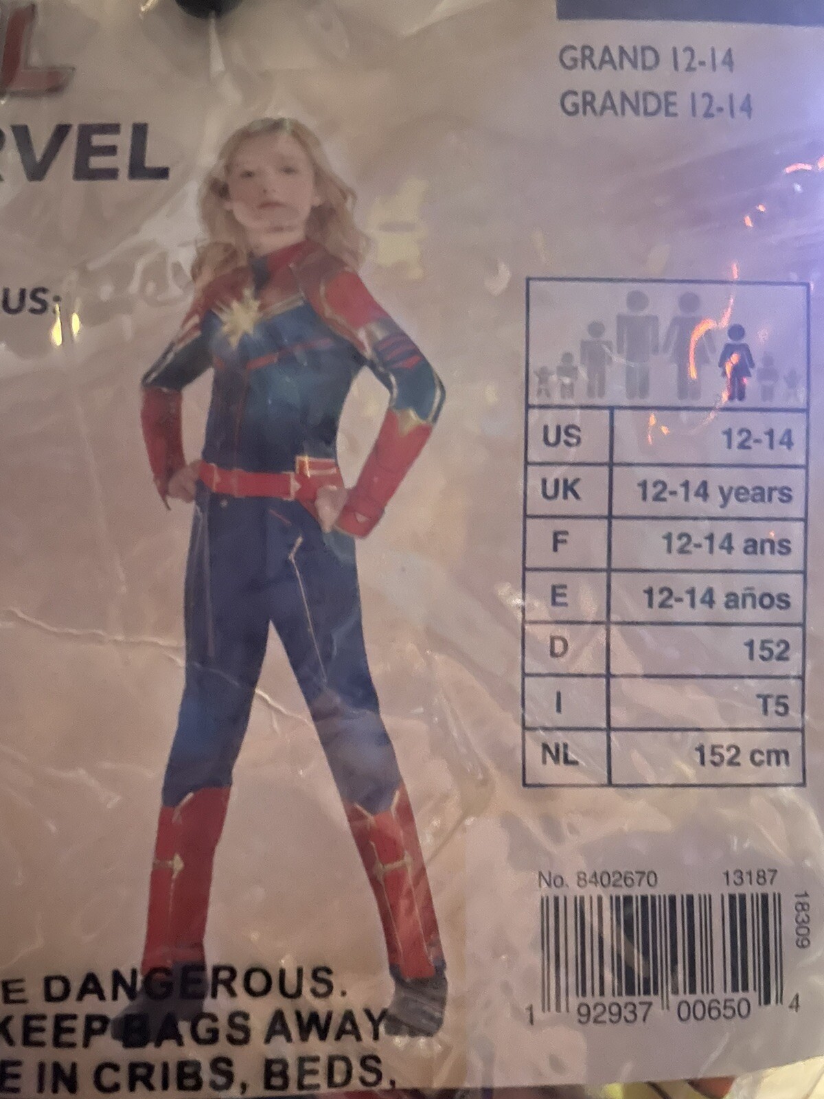 Child Light-Up Captain Marvel Hero Halloween Costume - Captain Marvel L 12-14 image 4