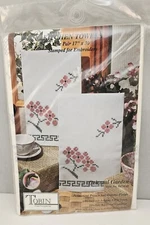 Tobin Vtg Stamped Embroidery CrossStitch Kitchen Towel Set - Oriental Garden