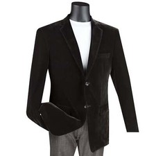 VINCI Men's Black Velvet 2-Button Reg Fit Dinner Jacket - NEW