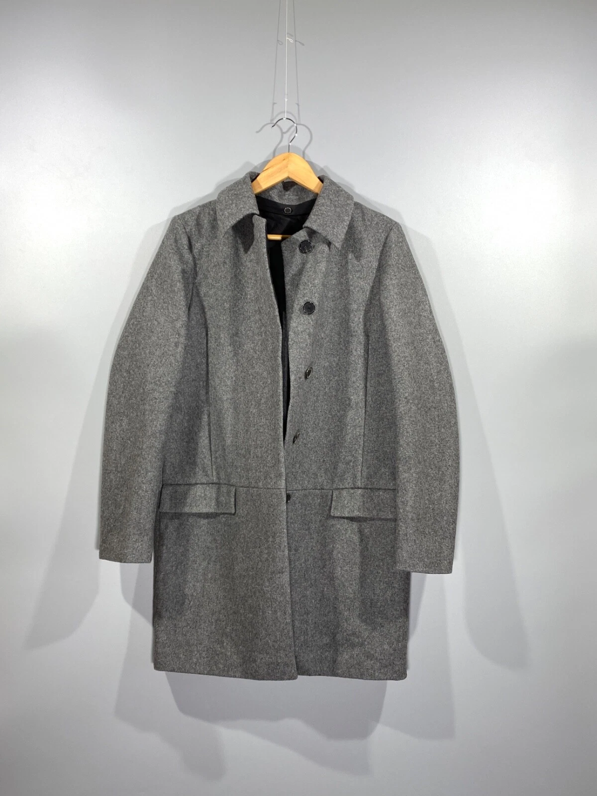 Cappotto lungo ACNE BY ACNE STUDIOS donna mezzo foderato misto lana grigio colletto tg 38