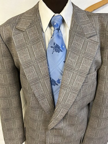 Vintage Mens DISCO 2PC SUIT Blazer w/ Necktie Tie 46 X 38 1970’s Leisure Ugly - Picture 5 of 14