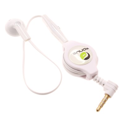 Headphone Retractable Mono Earphone 3.5mm w Mic Headset for Cell Phones