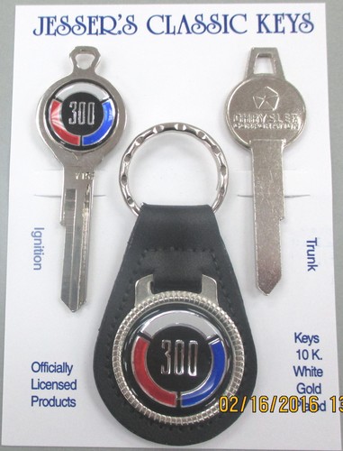 1960 CHRYSLER 300 Letter Series F Rare White Gold Deluxe Classic 3 pc Key Set - Foto 3 di 5