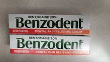 Benzodent Dental Pain Cream 1oz ( 2 pack ) EXP 06/25Free Shipping***