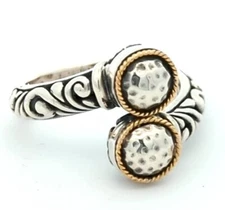 Video Samuel B 925 Sterling Silver 18K Solid Gold Bypass Ring Designer Artisan 