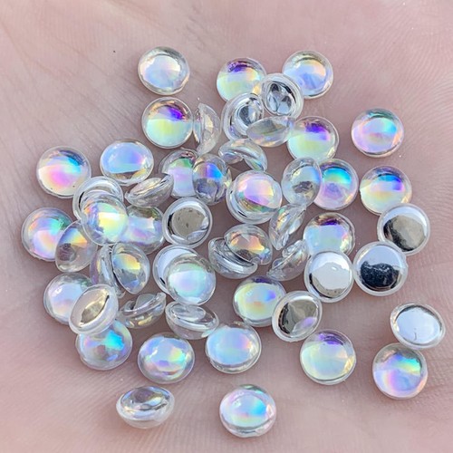 4mm&5mm&6mm Flatback beads Acrylic Semicircle Rhinestone trim DIY Wedding Button - Picture 7 of 9
