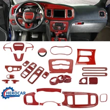 28X Car Central Control Gear Dash Decor Cover Trim Kit Set For 15+ Dodge Charger