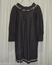 ZIMMERMANN DARK GREY RELAXED FIT EMBROIDERED DRESS size 2 (AUS 12/14,US 6/8)