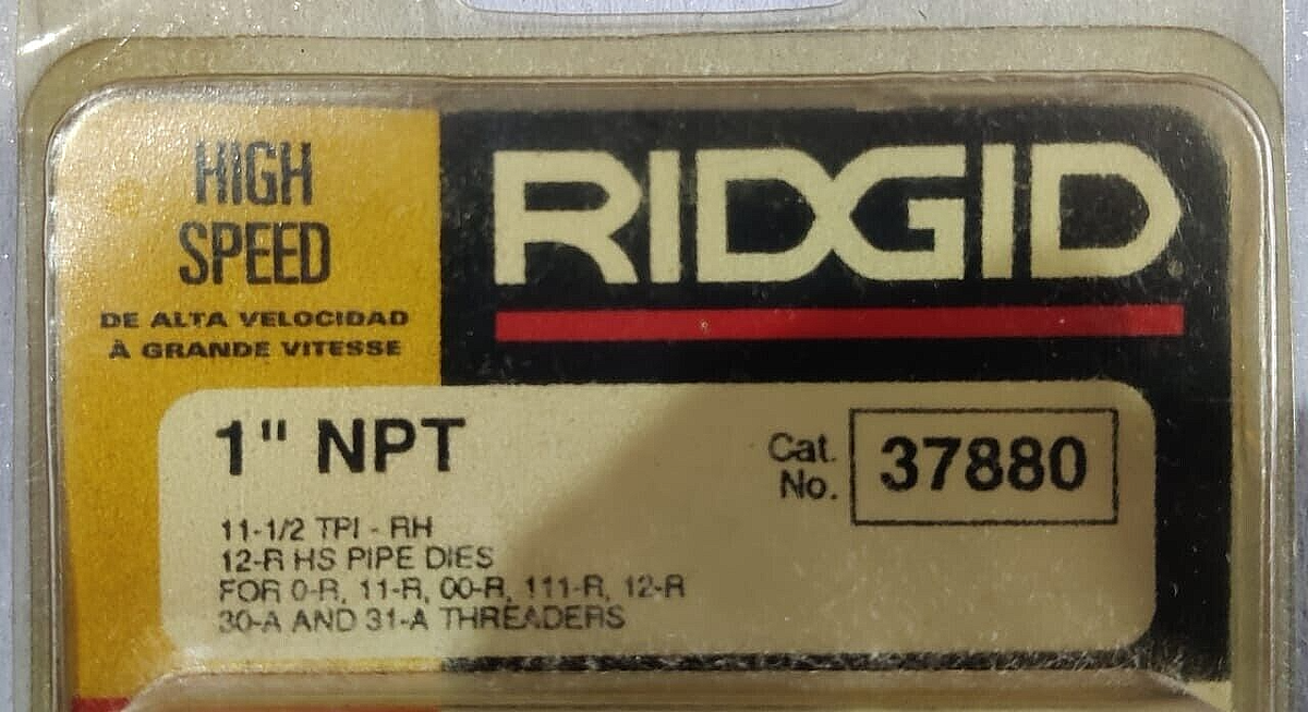 RIDGID Tubo Filettatura Muore 1  Npt CAT.No.37880