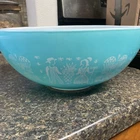 PYREX Cinderella Mixing Bowl Amish Butterprint Milk Glass Blue/White Vintage