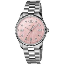 Gucci G-Timeless Diamond Pink MOP Dial Stainless Steel Ladies Watch YA1265062