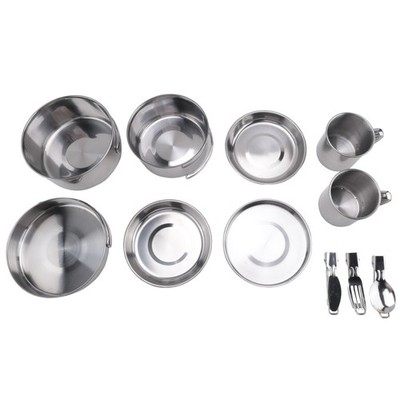 Camping Cookware Set Silver Camping Pot Foldable and Stackable Pot Set A9G41600