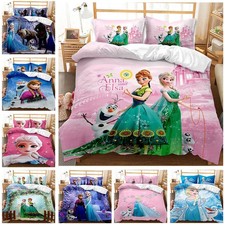 UK Disney Frozen Elsa 3D Quilt Duvet Cover Pillowcase Bedding Set Single Double