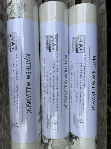 MATTHEW WILLIAMSON WALLPAPER ZANSKAR -CREAM & BLACK - 3 ROLLS - NEW AND SEALED - Picture 3 of 3