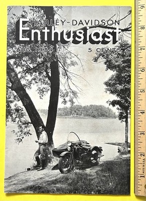 HARLEY-DAVIDSON ENTHUSIAST MAGAZINE AUGUST 1934 5 CENT HD