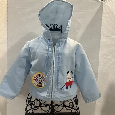 VTG 1970 s Gerber Baby Blue Jacket  Dalmatian Dog in Wagon 