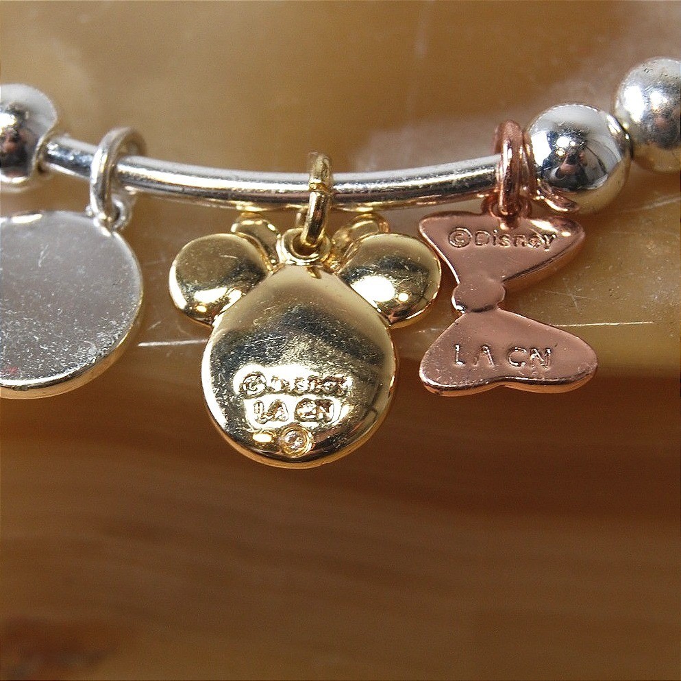 Disney's Minnie Mouse Bracelet "Love is Bowtiful" Silver-plate Charm Stretch View 3