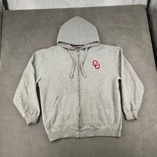 Colosseum Oklahoma Sooners Mens XL Gray Full Zip Hoodie Sweatshirt OU NCAA H183