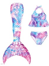 3-Piece: Girls Swimwear Mermaid Rainbow. Bikini Set Sz. 6-7