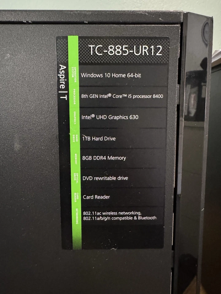 Acer Aspire TC-885-UR12 Core i5 8th Gen. 8GB DDR4 Ram 1TB HDD - Image 3 of 4