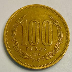 1996**Chile Original 100 Peso's Coin**High Grade**Patina**VF++**(Ships FREE)