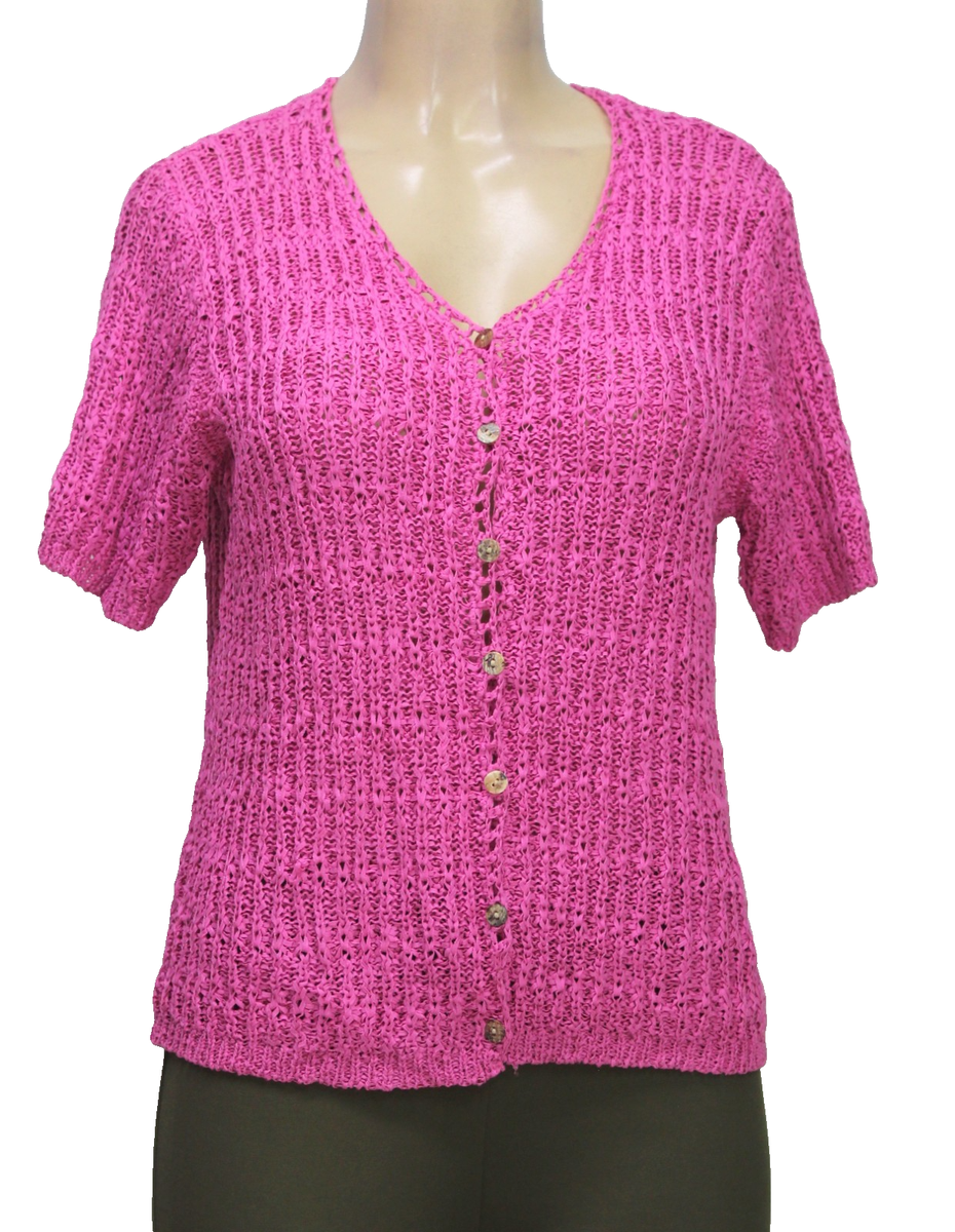 Marisa Christina Women's Crochet Cardigan Sweater Short Sleeve