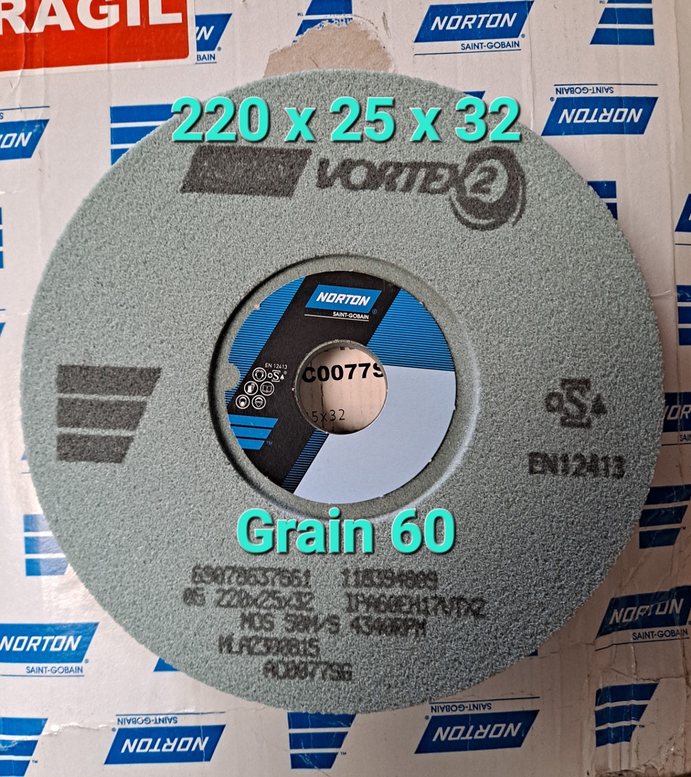 Meule Norton Vortex 2 anti-surchauffe pour rectification plane grain 60