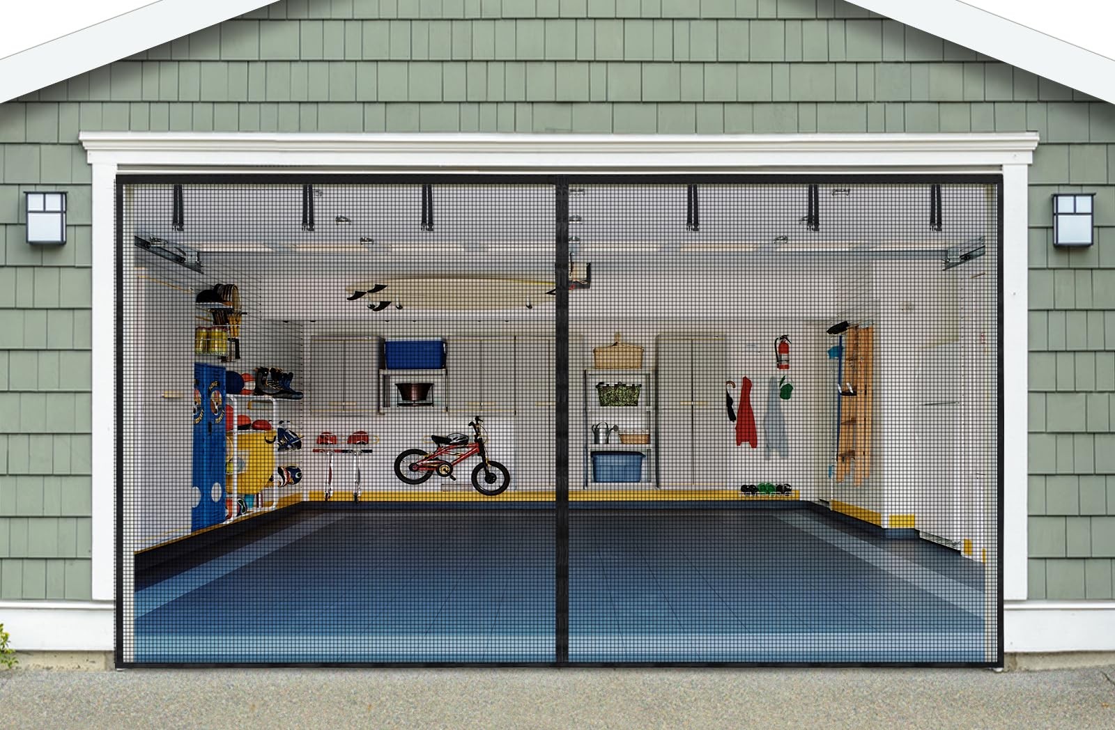16x7 FT Magnetic Garage Door Screen for 2 Car Garage