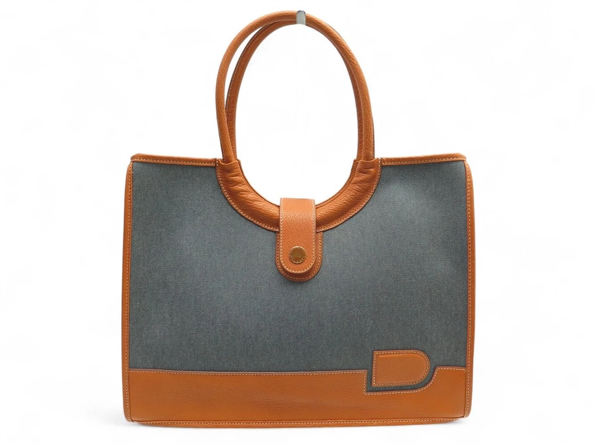 Sac Delvaux Mousson En Cuir Grainé Noir Et Taupe - Occasion (BE à TBE)