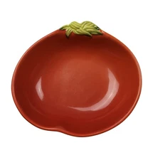 Pottery Barn Garden Pasta Bowl Tomato Shaped Serving Dish Red Ceramic 01