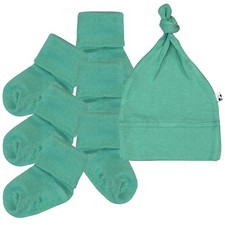 Babysoy Newborn Unisex Baby Single Knot Beanie  Gripper Socks Accessories Set
