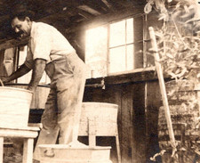 RPPC 1910 Man Doing Laundry in Shed California Postcard