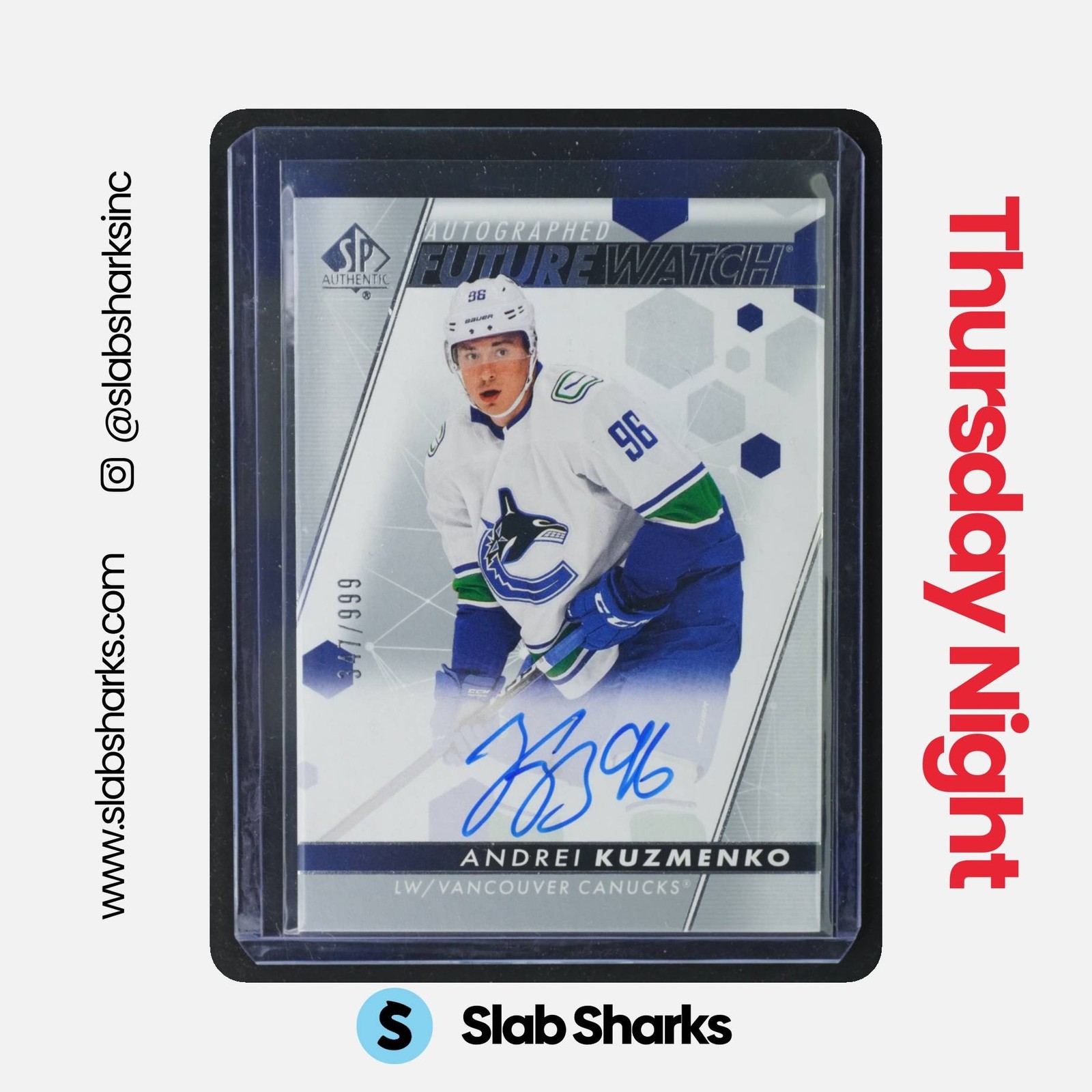 2022 SP AUTHENTIC #142 ANDREI KUZMENKO AUTO RC FUTURE WATCH ROOKIE /999
