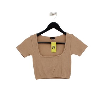 Zara Damen Top XS Creme 100% Sonstige Kurzarm Rundhals Basic