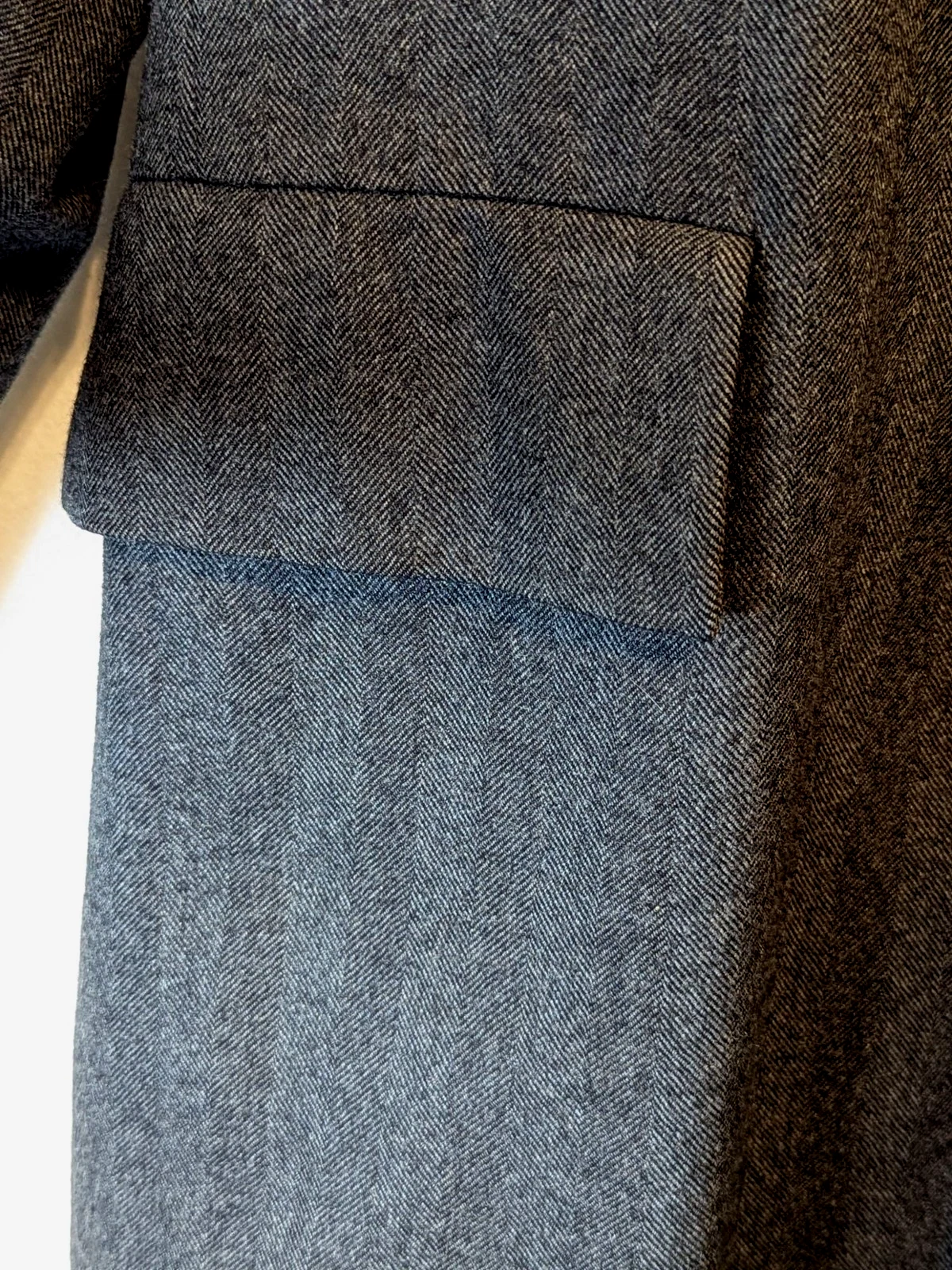 Vintage Men Wool Overcoat 42 R Charcoal Grey Herringbone Dewmoor Malcolm Kenneth image 6