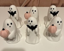 Target Hyde Eek Ceramic Halloween Ghost with Bat Pink Pumpkin New Lot Of 6