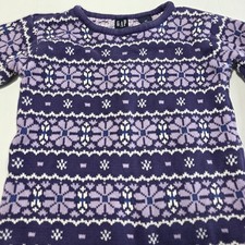 Vtg Gap Sweater Girls XS Purple Fair Isle Cotton Winter Pullover Snowflake Knit