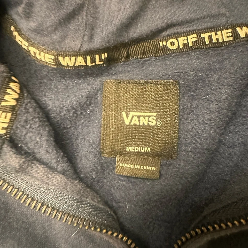 Vans Boys Hoodie Navy Blue Faded Full Zip Sweatshirt Graphic Streetwear Sz M - Image 4 of 4