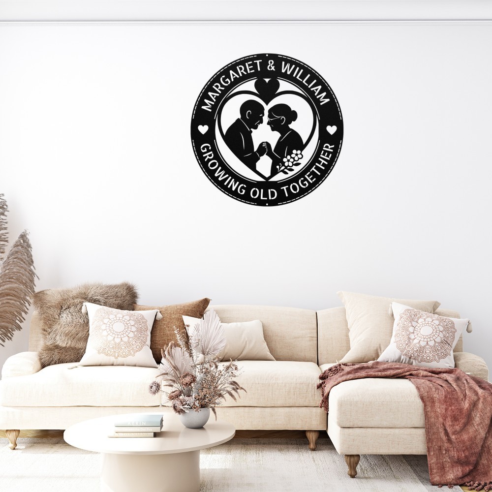 Personalized Senior Metal Art Sign Custom Names Gift for Grandparents Decor