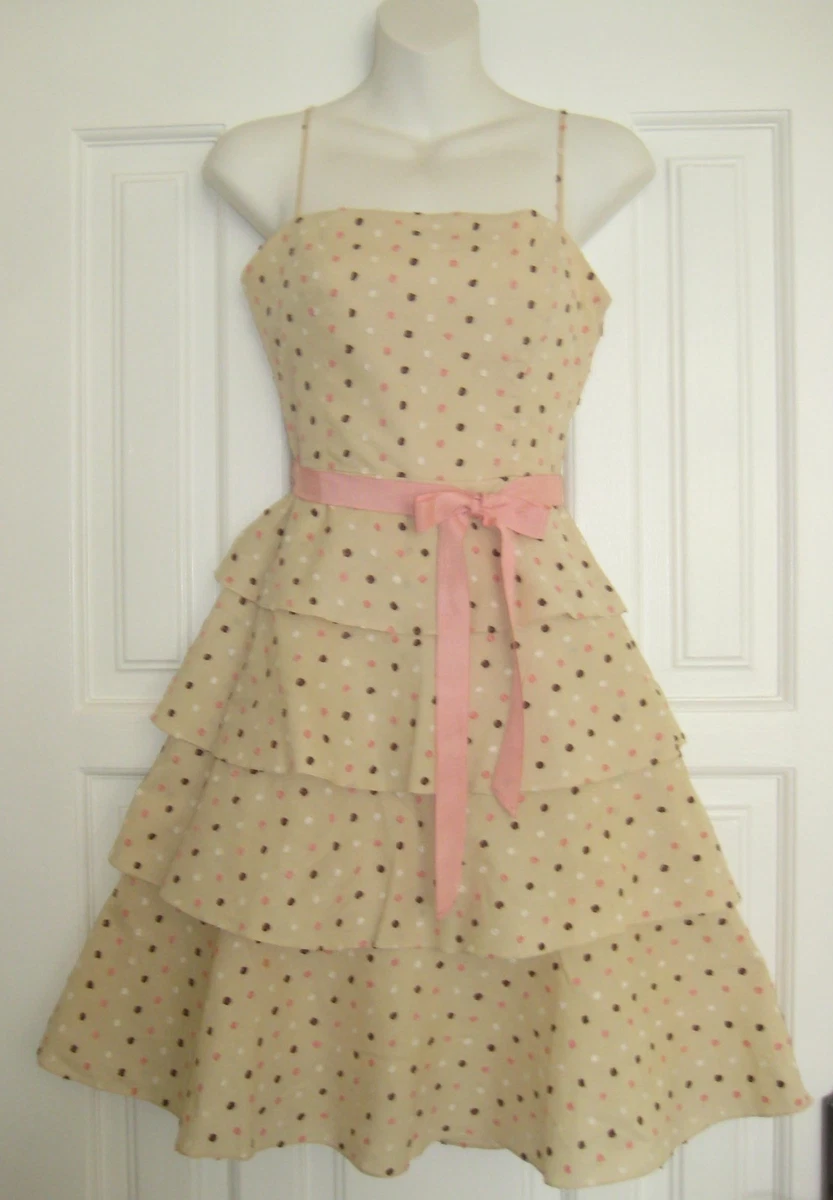 bcbg asymmetrical polka dots dress Milos Asymmetric Neckline Maxi Dress Polka Dot Brown– Selfie Leslie main image 0