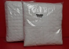 Pottery Barn PickStitch Handcrafted Cotton Linen Quilted Shams S/2 Std.White Nwt