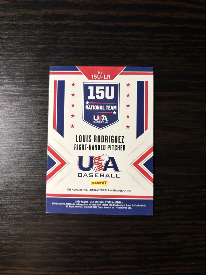 Louis Rodriguez 2020 USA Baseball Stars & Stripes Auto #15U-LR #/299 - Image 2 of 2