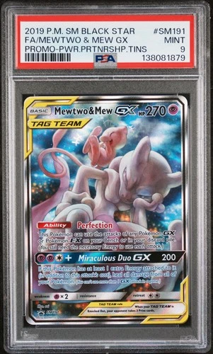Mewtwo & Mew Gx SM191 PSA 9 Sm Black Star Promo Pokemon Card Game