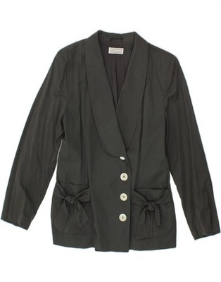 ELEGANCE Damen Blazer Jacke 4 Knöpfe UK 12 mittelgrau Polyester ET01