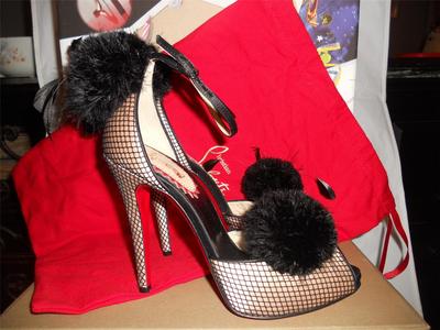 Christian Louboutin PLUMINETTE 20ANS Satin Feathers Sandals Shoes